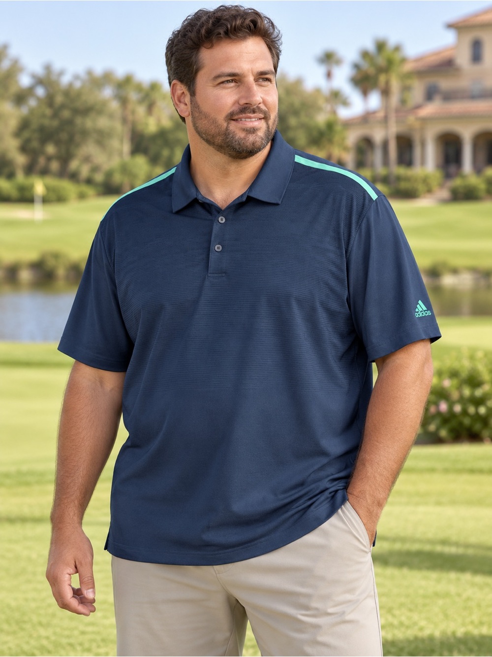 Adidas men’s 2XL navy performance golf polo